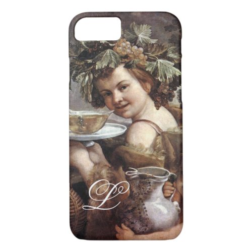 BACCHUS WITH GRAPES AND WINE MONOGRAM iPhone 87 CASE