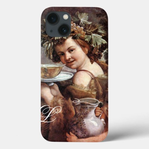 BACCHUS WITH GRAPES AND WINE MONOGRAM iPhone 13 CASE