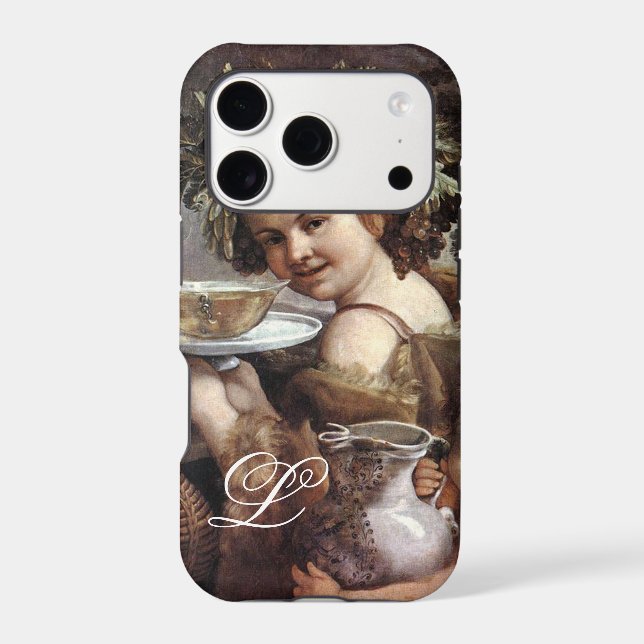BACCHUS WITH GRAPES AND WINE MONOGRAM IPHONE CASE (Back)