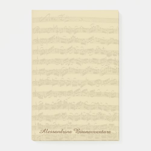 Bach 2nd Cello Suite Music Manuscript Custom Name Post_it Notes