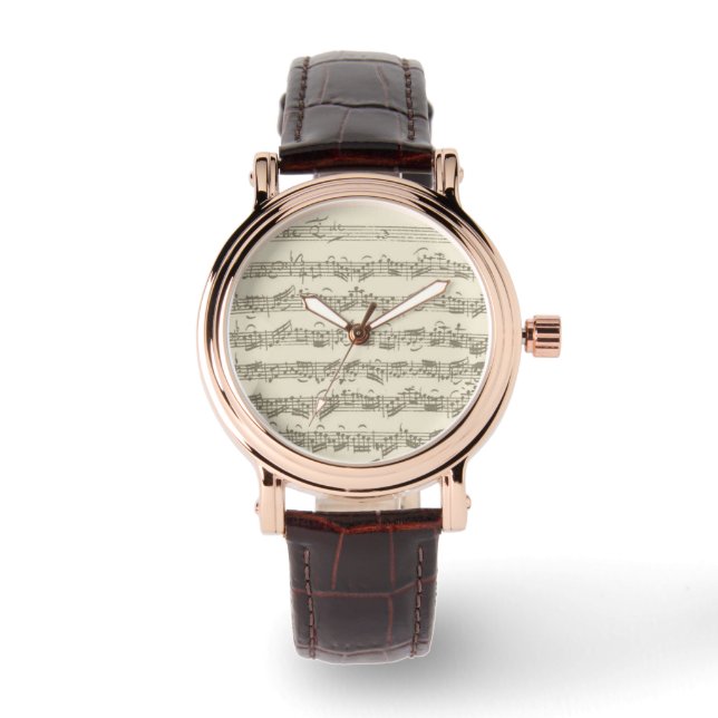Bach 2nd Cello Suite Music Manuscript Watch (Front)