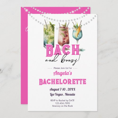 Bach and Boozy Bachelorette Party itinerary Invitation