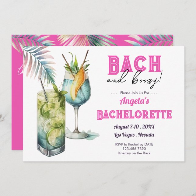 Bach and Boozy Bachelorette Weekend Invitation (Front/Back)