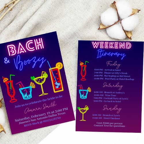 Bach and Boozy Bachelorette with Itenerary Invitation