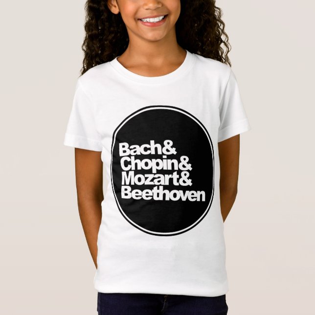 Bach and Chopin and Mozart and Beethoven T-Shirt (Front)