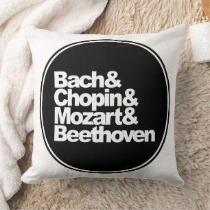 Bach and Chopin and Mozart and Beethoven Throw Pillow
