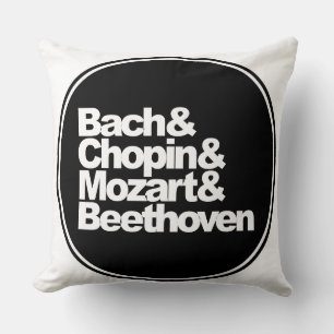 Bach and Chopin and Mozart and Beethoven Throw Pillow