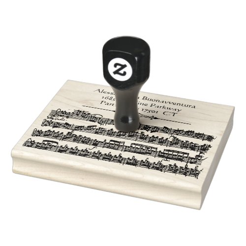 Bach Antique Music Custom Name Address Rubber Stamp