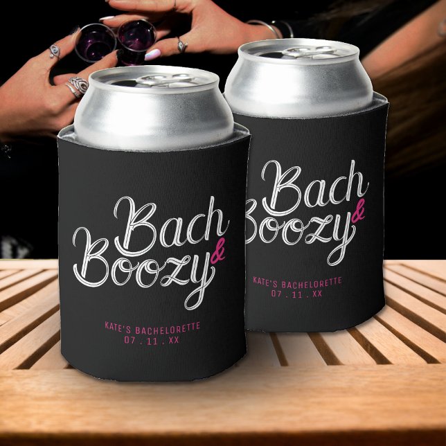 Bach & Boozy Black & Pink Bachelorette Party Can Cooler (Bach & Boozy Black & Pink Bachelorette Party Can Cooler
)