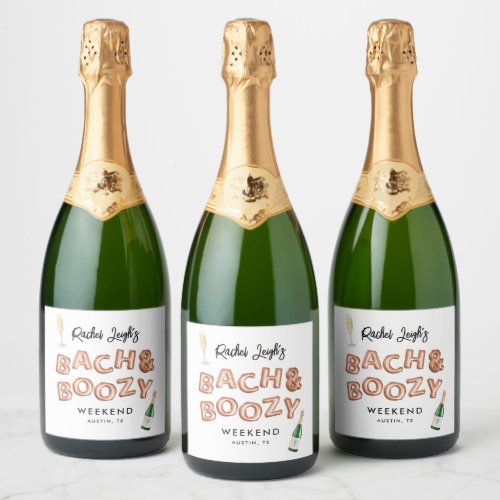 Bach  Boozy Rose Gold Bachelorette Weekend Sparkling Wine Label