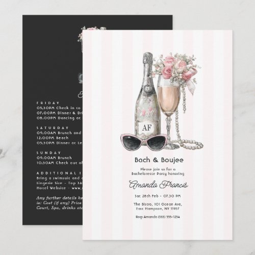 Bach & Boujee Monogram Bachelorette Weekend Invitation
