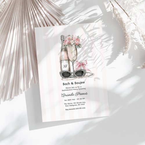 Bach & Boujee Monogram Chic Bachelorette Party Invitation