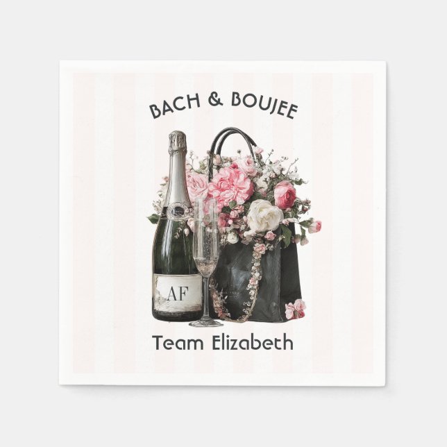 Bach & Boujee Personalized Team Bride Bachelorette Napkins (Front)