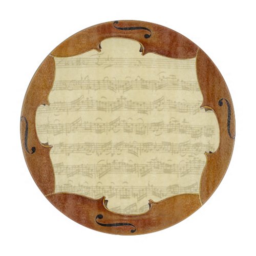 Bach Cello Suite Manuscript in Cello Frame Cutting Board