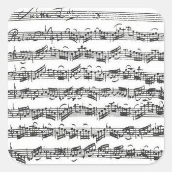 Bach Cello Suite Manuscript Square Sticker by missprinteditions at Zazzle