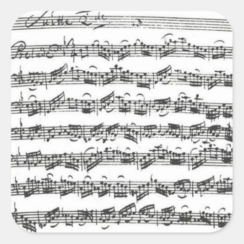 Bach Cello Suite Manuscript Square Sticker