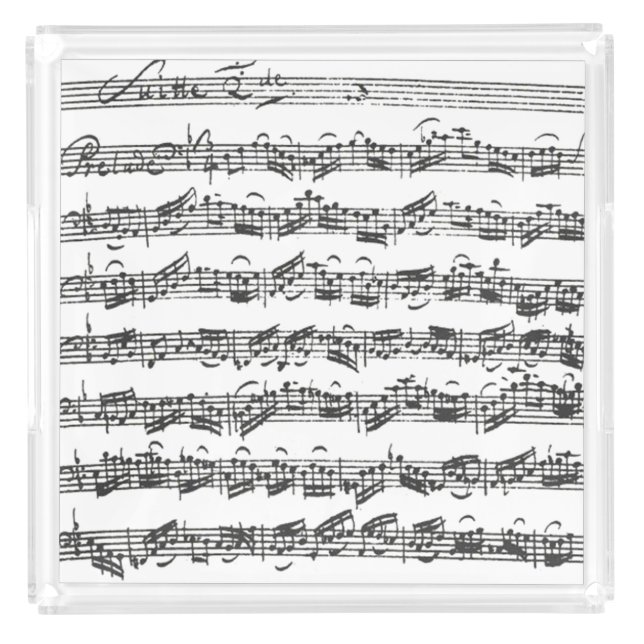 Bach Cello Suite Music Manuscript Acrylic Tray (Front)