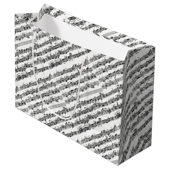 Bach Cello Suite Music Manuscript Large Gift Bag (Front Angled)