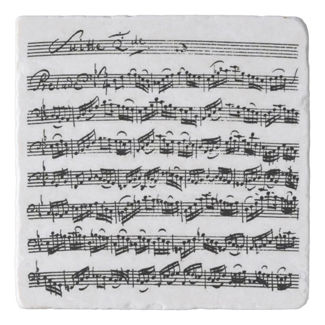 Bach Cello Suite Music Manuscript Trivet (Front)