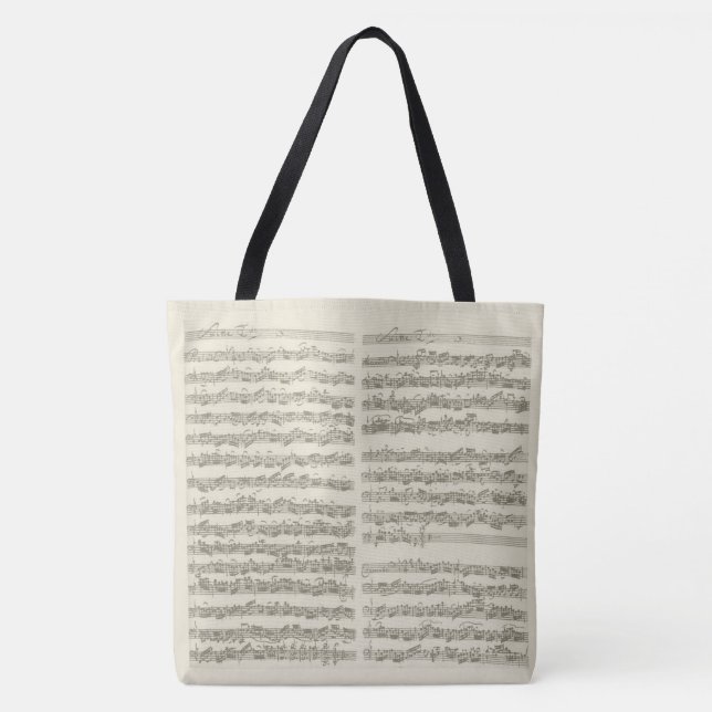 Bach Cello Suite Original Music Notation Tote Bag (Front)