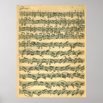 Bach Chaconne First Page Manuscript Facsimile Poster by missprinteditions at Zazzle