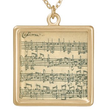 Bach Chaconne Manuscript For Solo Violin Gold Plated Necklace by missprinteditions at Zazzle