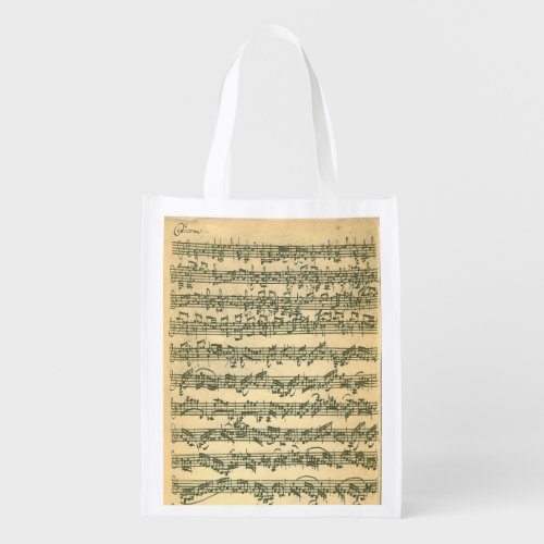 Bach Chaconne Manuscript for Solo Violin Grocery Bag