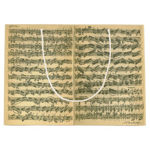 Bach Chaconne Manuscript for Solo Violin Large Gift Bag