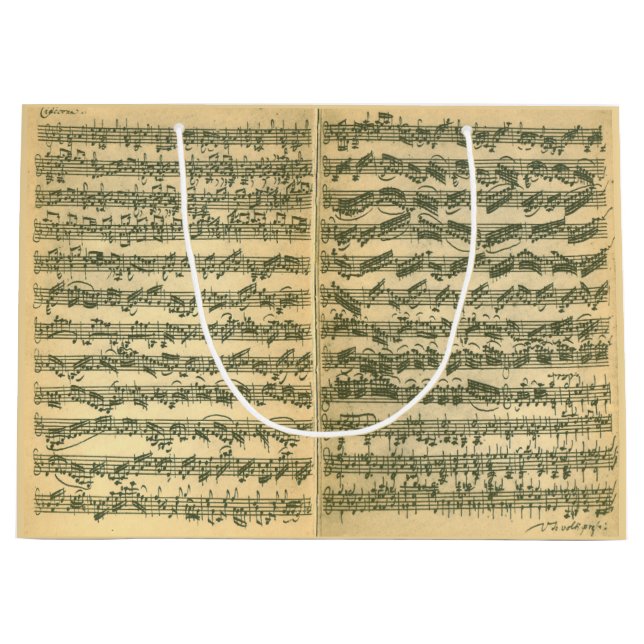 Bach Chaconne Manuscript for Solo Violin Large Gift Bag (Front)