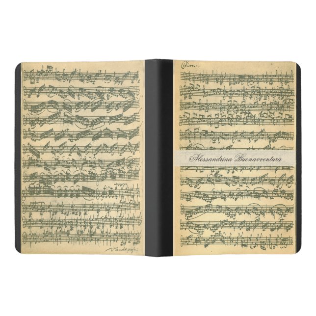 Bach Chaconne Manuscript for Violin Custom Name Extra Large Moleskine Notebook (Opened)