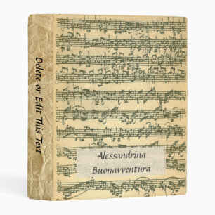 Bach Chaconne Music Manuscript Customizable Text Mini Binder