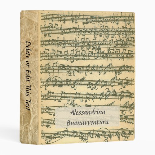 Bach Chaconne Music Manuscript Customizable Text Mini Binder