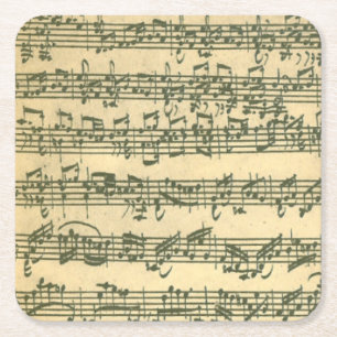 Bach Chaconne Music Manuscript for Solo Violin Square Paper Coaster