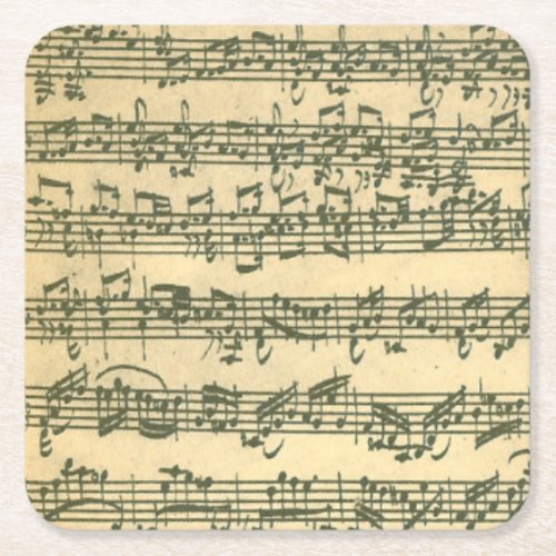 Bach Chaconne Music Manuscript for Solo Violin Square Paper Coaster
