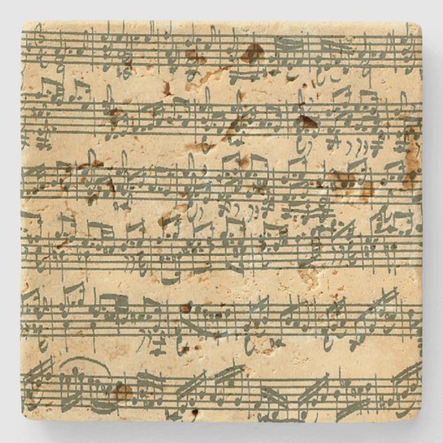 Bach Chaconne Music Manuscript for Solo Violin Stone Coaster (Front)