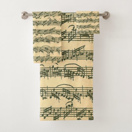 Bach Chaconne Original Music Manuscript Bath Towel Set