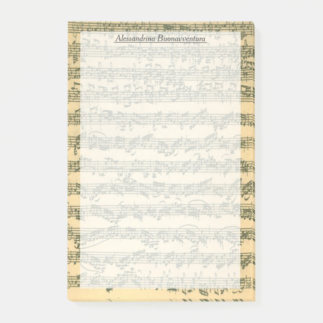 Bach Chaconne Violin Manuscript Custom Name Post-it Notes (Front)