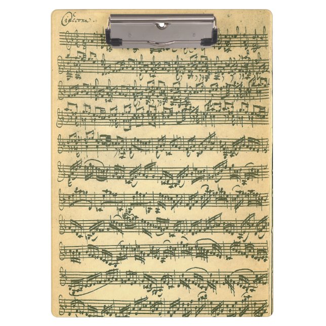 Bach Chaconne Violin Music Manuscript Clipboard (Front)