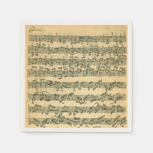 Bach Chaconne Violin Music Manuscript Paper Napkins