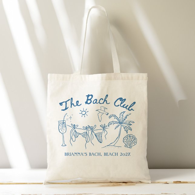Bach club beach seashells bridesmaids gifts custom tote bag (Bach club beach seashells bachelorette party personalized bridesmaids gifts custom tote bag)