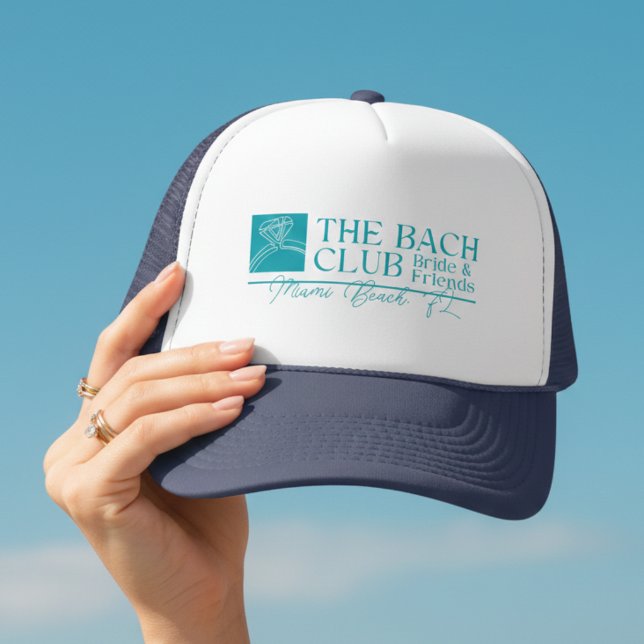Bach Club Modern Blue Bachelorette Trucker Hat (Bach Club Modern Blue Bachelorette Trucker Hat)