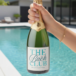 Bach Club Modern Simple Blue Bachelorette Party Sparkling Wine Label