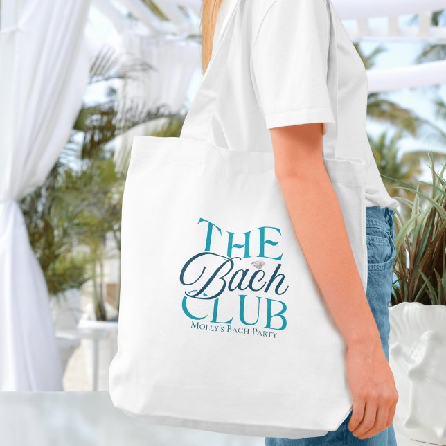 Bach Club Modern Simple Blue Bachelorette Party Tote Bag (Bach Club tote bag with modern serif font – perfect for bridesmaid proposals or bridal celebrations!)