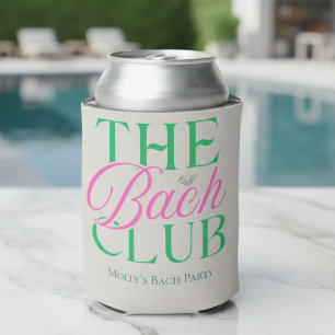 Bach Club Modern Simple Pink Green Bachelorette Can Cooler
