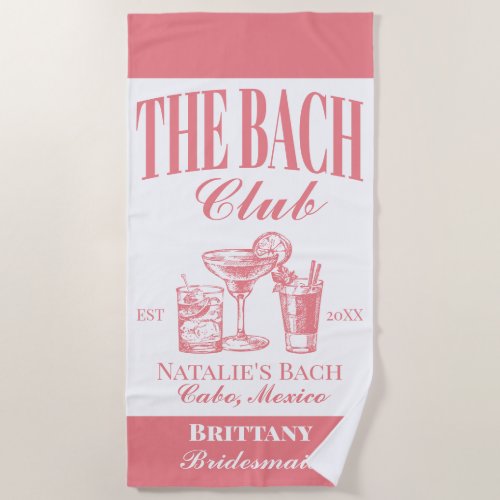 Bach Club Personalized Bachelorette Party Custom Beach Towel