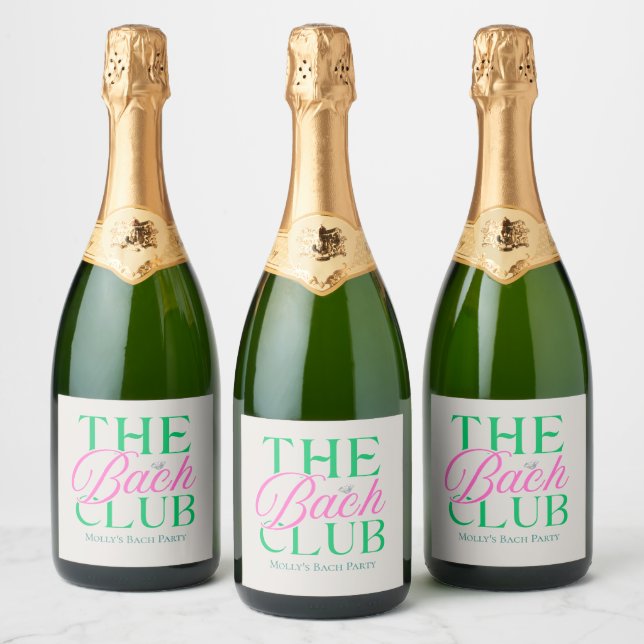 Bach Club Pink Bachelorette Sparkling Wine Label (Bottles)