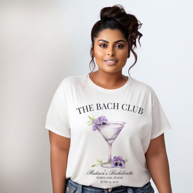 Bach Club Purple Cocktail Girls Trip Customizable T-Shirt (The Bach Club Violet Martini T-shirt.)