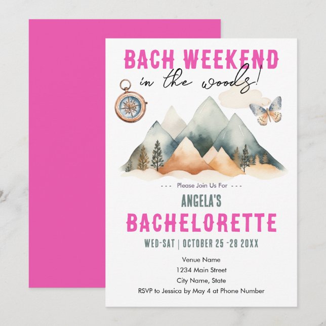 Bach in the Woods Camping Bachelorette Party  Invitation (Front/Back)