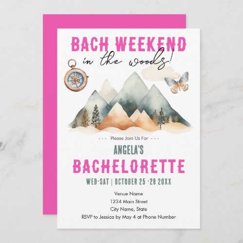 Bach in the Woods Camping Bachelorette Party  Invitation