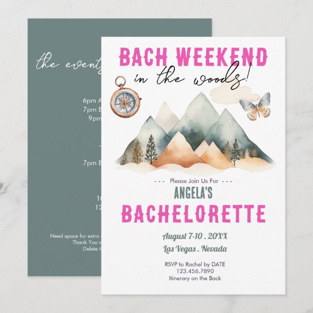 Bach in the Woods Camping Bachelorette weekend Invitation (Front/Back)